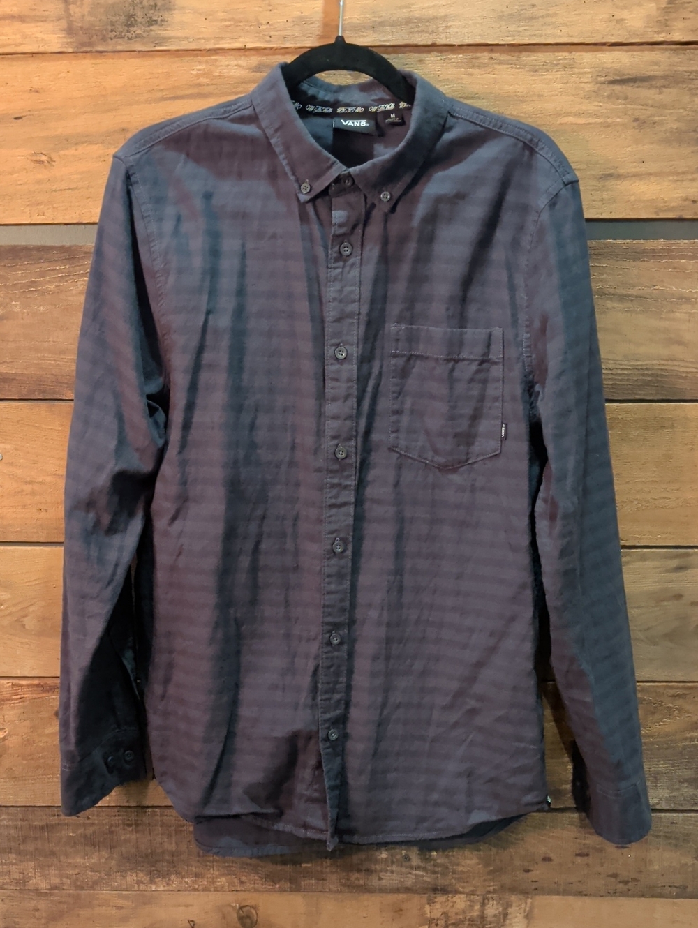 Vans Men's Striped 2 Dark Tones Of Grey Button-Down Shirt